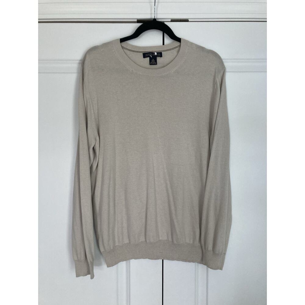 Banana Republic Men Luxury Blend Silk Cotton Cashmere Crew Neck Sweater Beige M